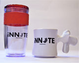 iNNATE mug shown with iNNATE Tumbler