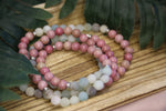 Rhodochrosite & Amazonite Mala Beads