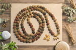 Matte Picture Jasper Mala Beads