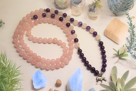 Amethyst & Rose Quartz Mala Beads